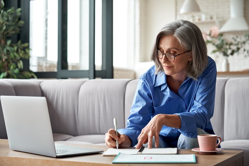 Woman reviewing her investments