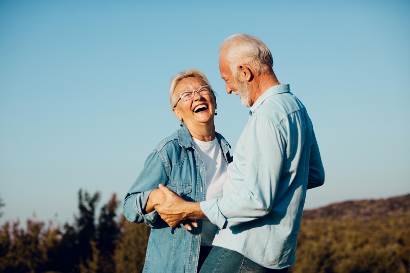 Couple laughing together